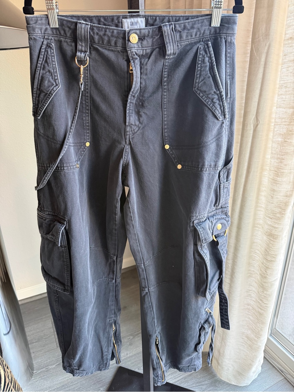 GAP x cult gaia Black Wide Barrel Leg Cargo Jeans - Picture 5 of 7